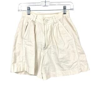 Vintage 90s Gitano High Waisted Pleated Front Shorts Womens Sz 24" Cream Ramie